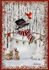 Joyful Snowman and Rabbits Box of 14 Embossed Gold Foil Christmas Cards