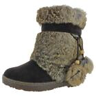 Bearpaw Tama Women's Suede and Fur Mid-Calf Winter Snow Boot Brown Size 5