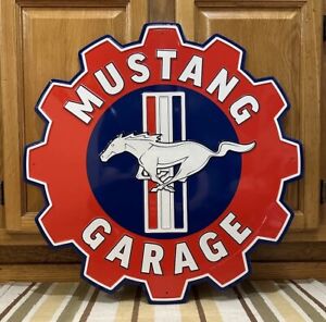 Ford Mustang Garage Metal Sign Gear Gas Oil Tools Parts Vintage Style Wall Decor
