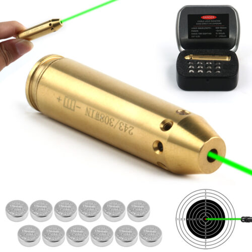 Laser Bore Sight Red/Green laser Bore Sighter Cartridge Boresighter w/ Batteries