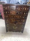Vintage Asian Apothecary Pagoda Herbal Medicine Cabinet 18 Drawer 25x20x8”