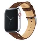 Apple Watch Chocolate Brown Suede Linen White Stitching Watch Band Watch Band