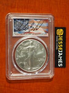 2023 SILVER EAGLE PCGS MS70 PAUL BALAN SIGNED FIRST DAY OF ISSUE FDI FLAG LABEL