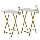 TV Tray for Eating Set of 2, Portable Dinner/Snack Table with Cup Holder for Cou
