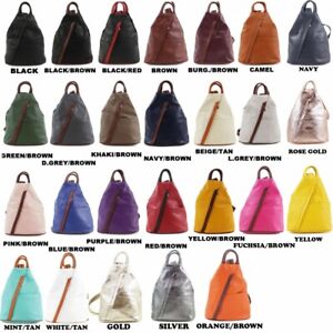 Vera Pelle Genuine Soft Italian Leather Backpack / Rucksack fashion Shoulder Bag