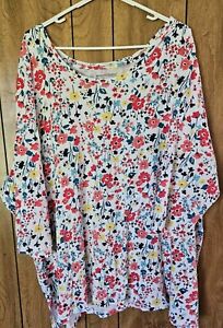 Woman Within Floral Paisley Pullover T Shirt Top  Lightweight Sz 3XL (30/32)