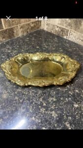 Vintage Detailed Brass Trinket Dish