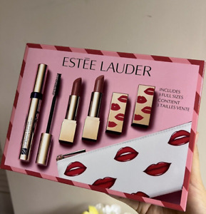Estee Lauder Sculpted Lips 4-Pc Gift Set Pure Color Envy 561+420 &Mascara W/Bag