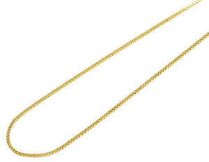 Ladies 10K Yellow Gold Square Box Chain Necklace 0.5MM 16-24 Inches