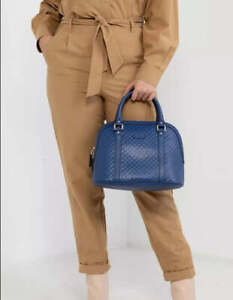 Gucci GG Monogram, Blue Leather Microguccissima Mini Dome Shoulder Bag - 449654
