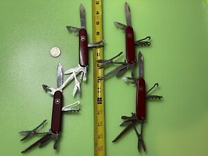 Nice Lot Of 4 Red Victorinox Swiss Army Huntsman Knife. #245