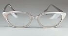 Vintage Mcm Art Craft Cat Eye Pink Eyeglasses Frames w/ Metal Flower Etchings