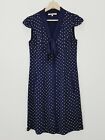 REVIEW Womens Size 8 Navy Polka Dot Print Sleeveless Dress