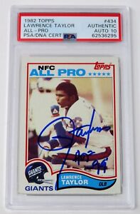 Lawrence Taylor HOF Signed Autograph 1982 Topps RC Rookie Card 434 PSA 10 Auto
