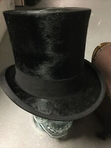 Antique Men's Beaver Silk Fur Top Hat Christy’s London Mertes Stuttgart w Case