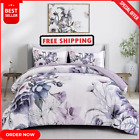 Luxudecor Floral Comforter Set Queen Size , Purple Flower Bed  in a Bag Soft Set