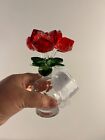 Crystal Roses bouquet in a vase decor figurine new 6,5”