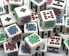 Lot 25 Poker Dice White 16mm Card Symbols Clubs Ace K Q J 10 9 Cosmetic Marks