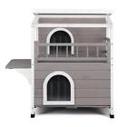 Outdoor Cat House Shelter Weatherproof Two Story Outside Cat House w/Escape Door