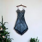 VTG BETSEY JOHNSON Rare Black Silk Beaded Midi Slip Dress Sz 8