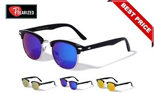 Retro Vintage Polarized Sunglasses Mens UV400 Half Metal Frame Club Sunglasses