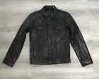 Levi's Buffalo Leather Trucker Jacket - Black - Size Small