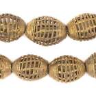 Basket Design Ghana Brass Filigree Oval Beads 22x16mm African Large Hole