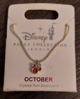 Disney Parks  Minnie Birthstone Swarovski Crystal Silver Tone Necklace October
