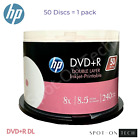 50 HP DVD DVD+R DL 8x Dual Double Layer White Inkjet 8.5GB 240Min -Original Pack