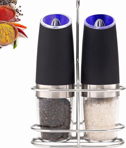 Salt Pepper Grinder, Gravity Electric Salt and Pepper Grinder With support 2pack