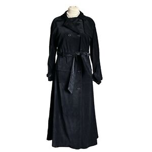 NWOT Vintage Spiegel Full Length Black Velvet Fully Lined Trench Coat Size 14