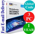 Bitdefender Internet Security 3 PC / 1 Year (Unique Global Key Code) 2021