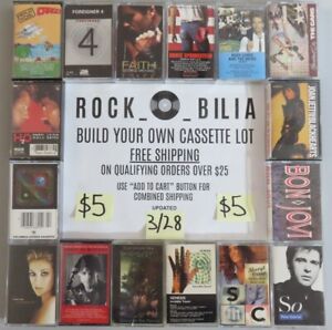 ALL $5 80's-90's ROCK POP BUY 5 & GET FREE SHIPPING BUILD YOUR CASSETTE TAPE LOT