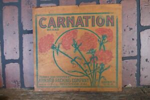antique wood crate neb board Carnation Kinard Packing company 11 inches square