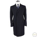 Brooks Brothers Blue Black Wool Herringbone Tweed Covered Placket Overcoat 40US