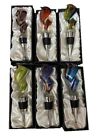6 X Twisted Art Glass Wine Bottle Stoppers Mixed Colors