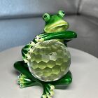 FROG SITTING WITH CRYSTAL BALL TRINKET BOX BY KEREN KOPAL. FUN COLLECTIBLE PIECE