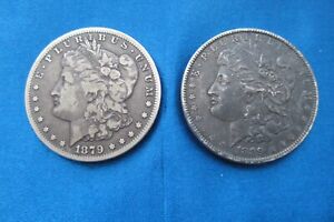 US Morgan Silver Dollar 1879 S and 1889 P Morgan Silver Dollar Set