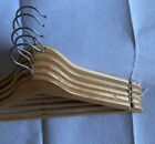 Wood Hangers Natural Finish Notches For Clothing Straps  Set Of 5 Solid Tan Used
