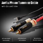 5N OFC Audio Phono Tonearm Cable With Ground Wire 2RCA Plugs to 5Pin Connector