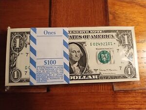 2017 A $1 FEDERAL RESERVE *STAR* NOTE  PACK  100 CONSECUTIVE (NEVER AGAIN)