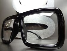 OVERSIZED EXAGGERATED RETRO Clear Lens EYE GLASSES Thick Square Big Black Frame