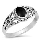 Women's Black Onyx Cute Fashion Ring New .925 Sterling Silver Band Sizes 4-10