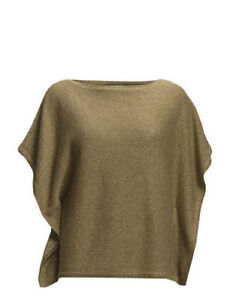 $130 Ralph Lauren Gold Metallic Holiday Sweater Poncho Blouse Top S M L XL XXL