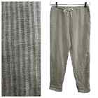 CP SHADES Linen Striped Pants Womens Size Large Brown White Pockets SOFT