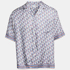 Dior Homme Blue Oblique Pixel Printed Silk Short Sleeve Shirt XS
