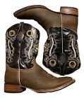 Los Agaves Square Toe Work Boots Dark Brown Western Cowboy Hand Made In Mexico ￼