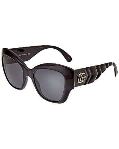 Gucci Women's Matelasse Rounded Cat Eye Sunglasses, Shiny Black, One Size