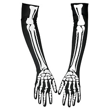Gothic SKELETON ARMS BONES LONG OPERA GLOVES Cosplay Costume Accessory Adult-S/M