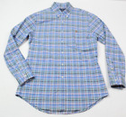 Ralph Lauren Oxford Shirt Mens Large Blue Plaid Slim Long Sleeve Button-Down